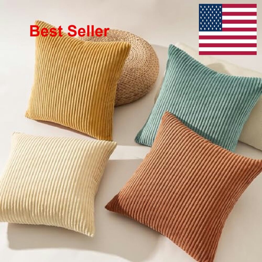 Velvet Throw Pillow Covers Set of 4 Modern Boho Farmhouse Home Decor - Picture 6 of 8